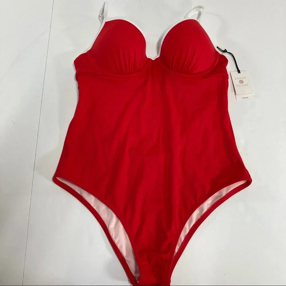 Shade & Shore 36B Underwire Swim Suit Red One Piece Adjustable Straps NWT - Picture 1 of 6
